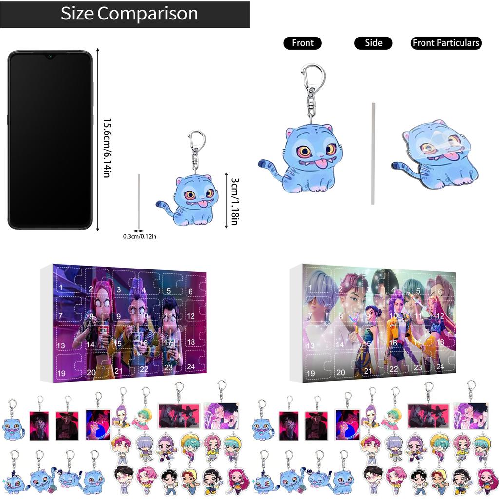 Kpop Dämonenjäger Weihnachtskalender Acryl Schlüsselanhänger Mit Hängendem Ornament Für Fans Und Sammler