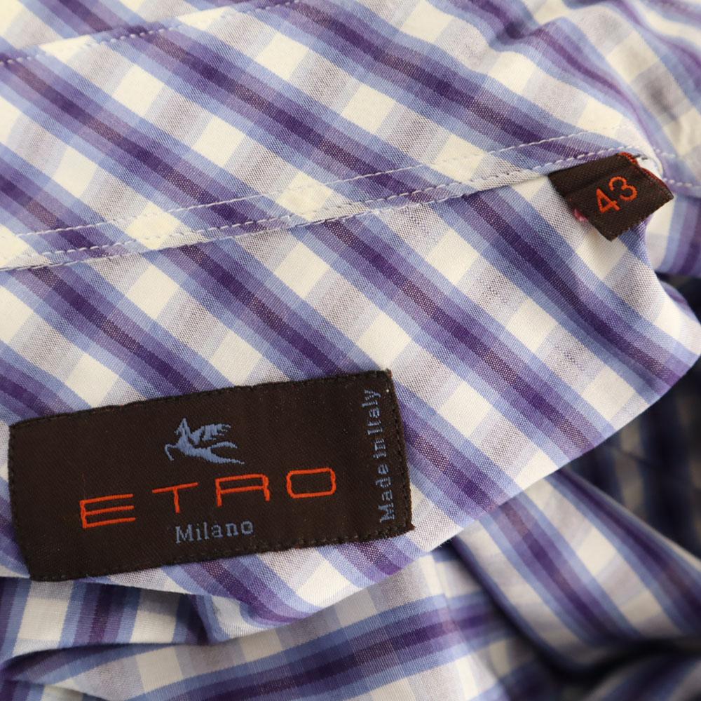 Etro Made In Italy Check Pattern Long Sleeve Button Down Shirt Men's Used