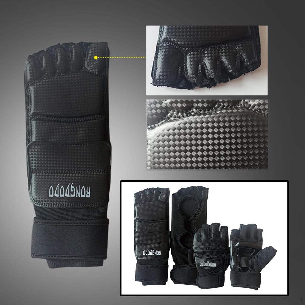 Boxing Gloves Fight Training Mitts Half Finger Hollow Palms PU Leather Durable Mma Punch Bag