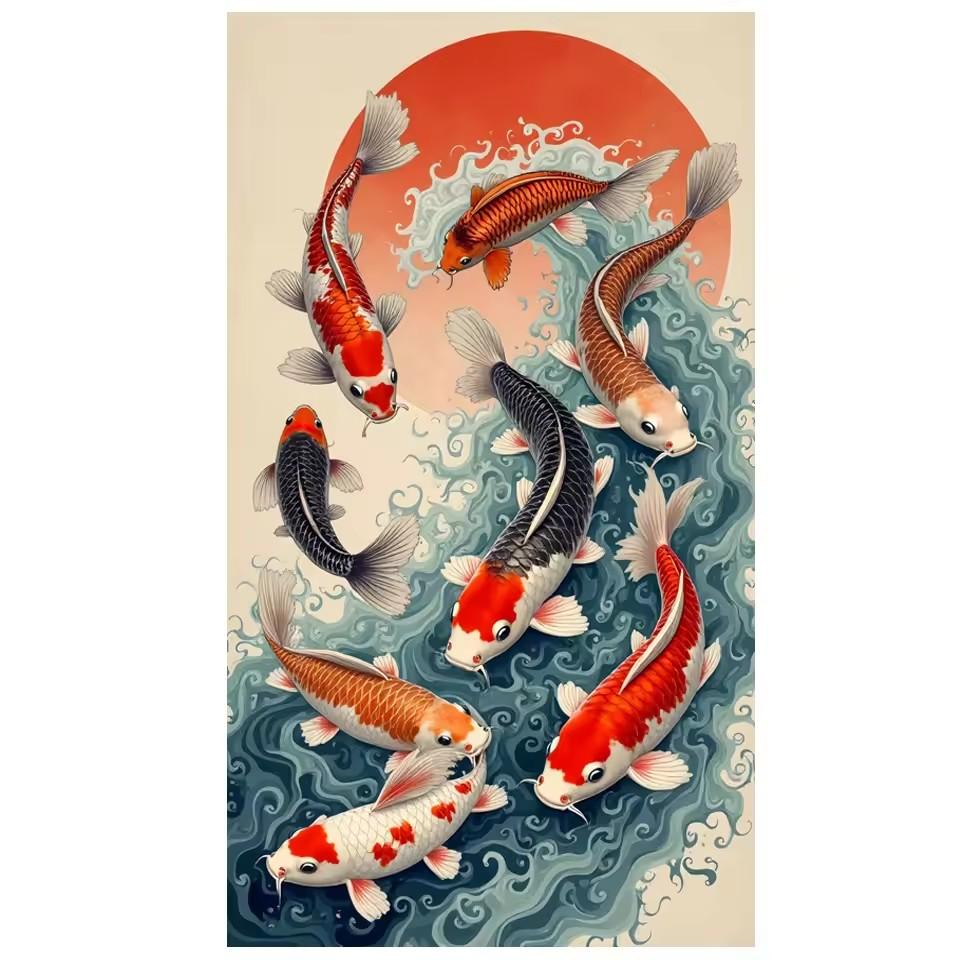 DIY Diamond Painting Koi Fish Animal Picture Of Rhinestones Mosaic Flower Cross Stitch Kits Large Diamond Embroidery Handicraft
