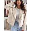 Fashion Fall and Winter New Tailored Collar Khaki Double Breasted Loose Spherical Mechanical Wind Casual Long Sleeve Short Coat Female