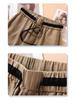 White Cotton Linen High Waist Wide-Leg Pants for Women - Summer 2025 Fashion Casual Nine-Point Length