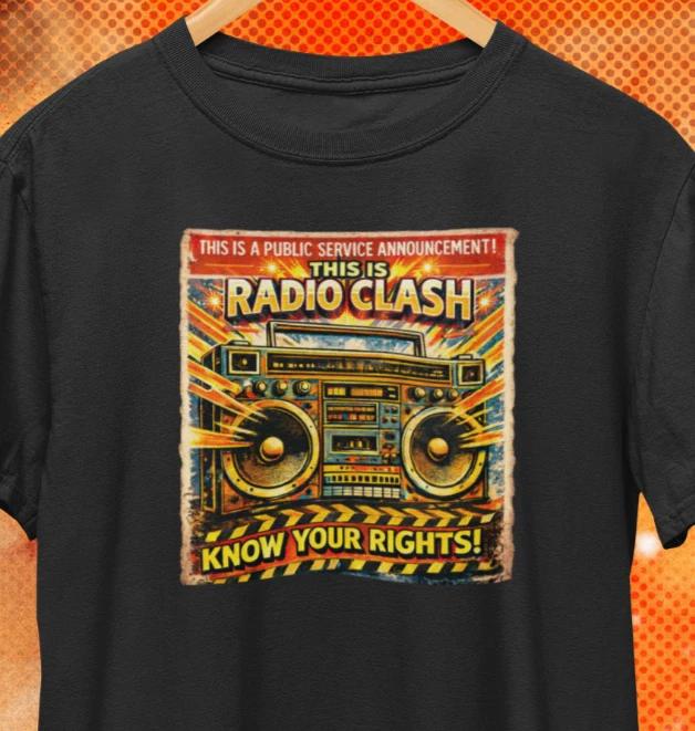 Radio Clash Know Your Rights T-Shirt / Human Rights Joe Strummer Punk Rock Tee XL