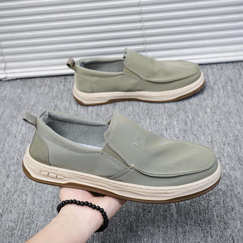 

Мужская парусиновая обувь 2024 года, летние новые однопедальные тканевые туфли с дышащим верхом Cross-Border Board Shoes, ленивые тканевые туфли для вождения 44 зелёный