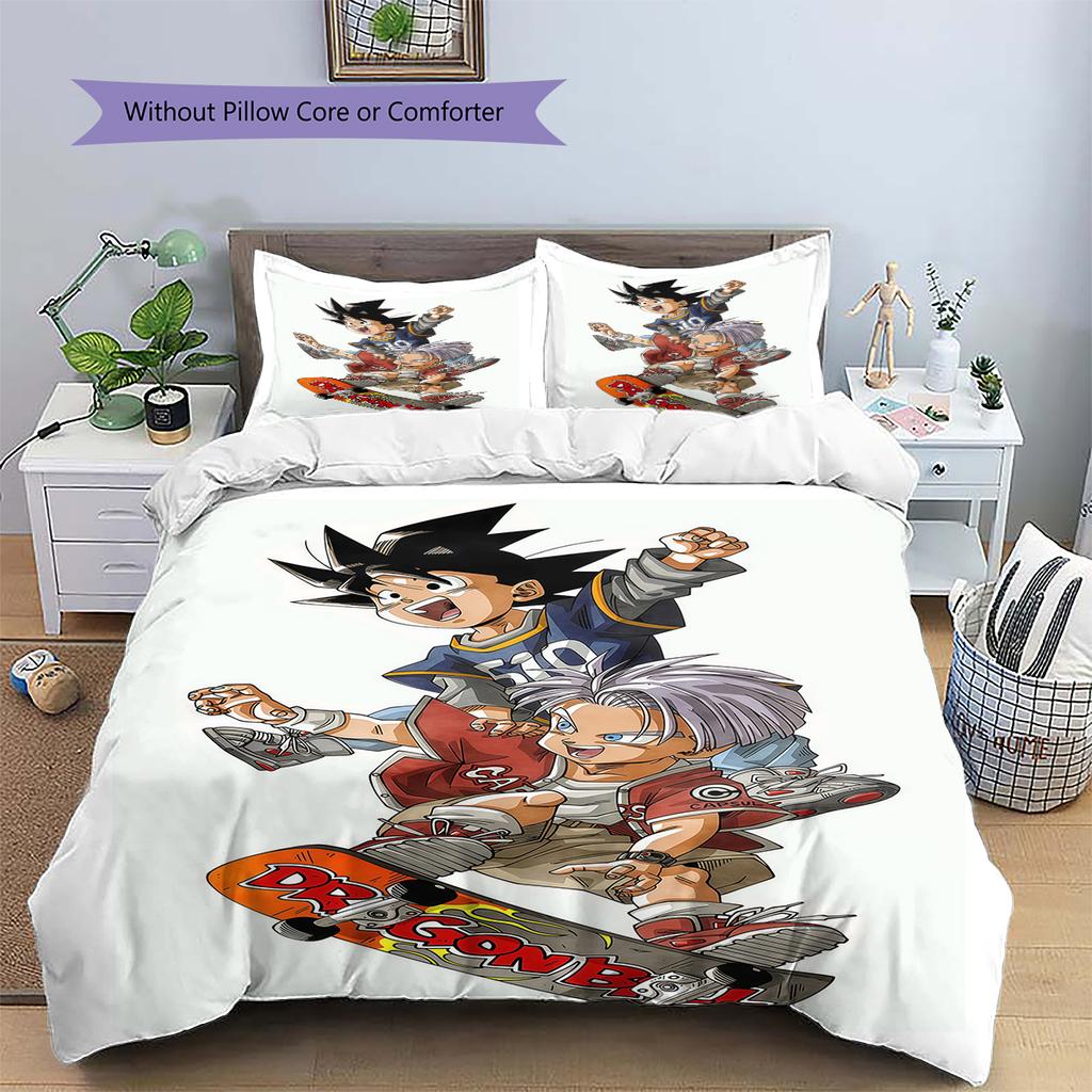 Biancheria da letto con motivo Son Goku, Set piumone Copripiumone Federa Regalo di compleanno per la casa (1 * copripiumino + 2 * federa, senza nucleo)