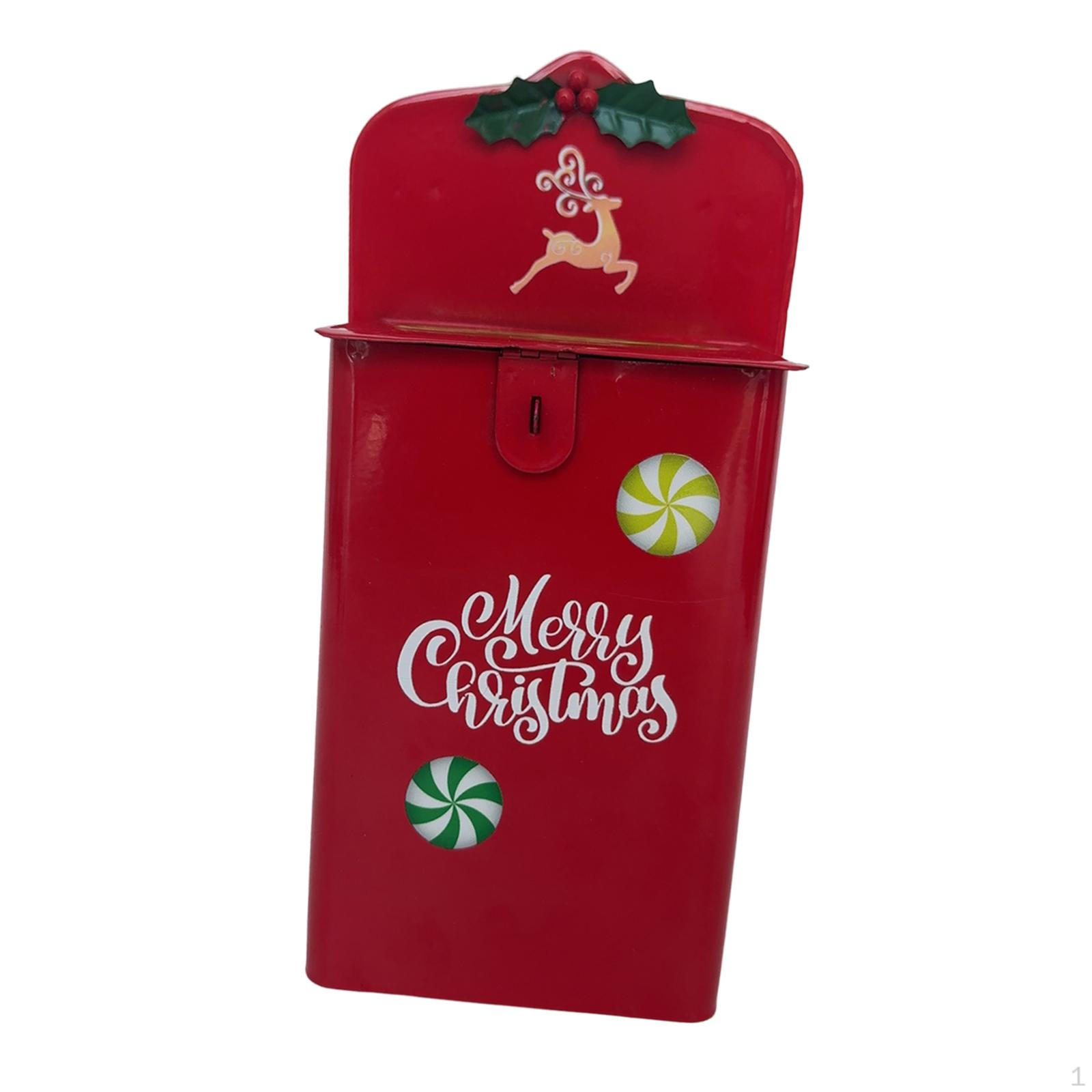 

Mail Box Newspaper Holder Ornament Metal Christmas Decor Suggestions Red for Porch Garden