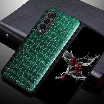 Anti -Fingerprint Luxury Crocodile Leather Case For Samsung Galaxy Z Fold 3 5g Fold3 Anti -Scratch Cell Phone Cover