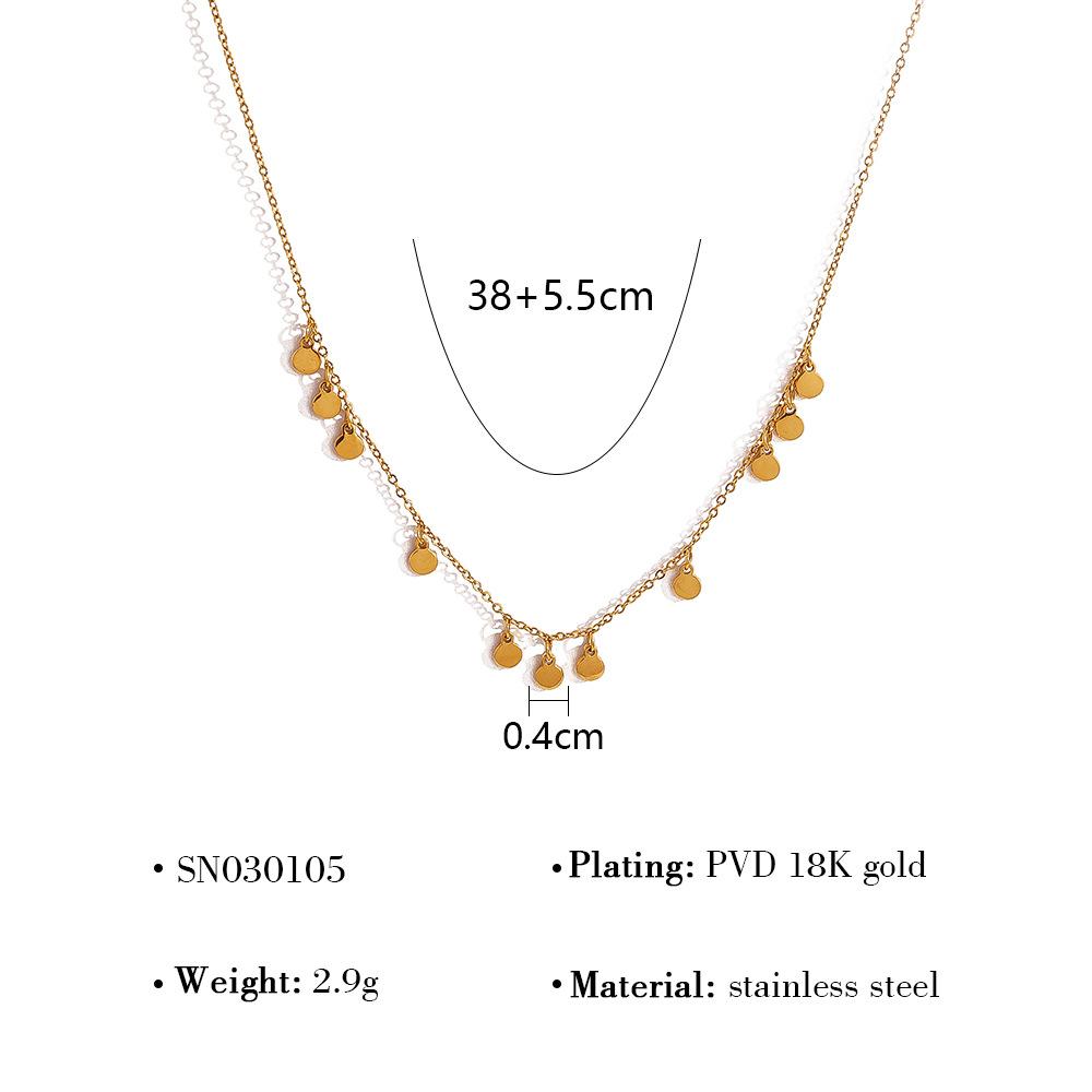 Gold Disc Collarbone Necklace Smiley Face Sun Star Pendant Women Light Luxury Versatile Jewelry