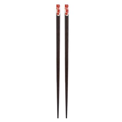 1 Pair of  Japanese Style Sakura  Pattern Reusable Durable Wooden Chopsticks  (Red)