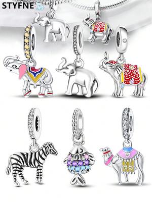 Charms Plata Colored Elephant Beads Charm Copper Plated Fit Charms Copperoriginal Bracelet For Jewelry Making Diy Charm