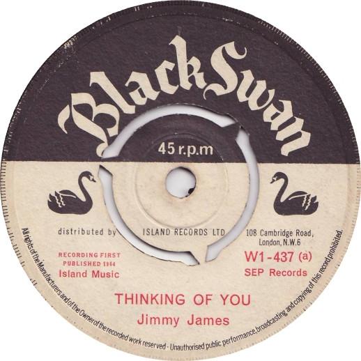 

7inch Record JIMMY JAMES - Thinking Of You / Shirley W1437 Black Swan 1964 UK Reggae, Ska & Dub Used