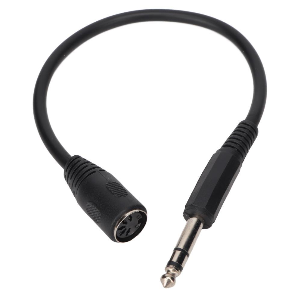 Flexible DIN 5 Pin Female to 6.35mm Male Cable Plug and Play 1.0ft Microphone Sound Adapter TRS Stereo Audio Extension Cable
