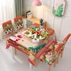 Christmas Polyester Waterproof Tablecloth with Printed Chair Covers Santa Claus Design Festive Decor