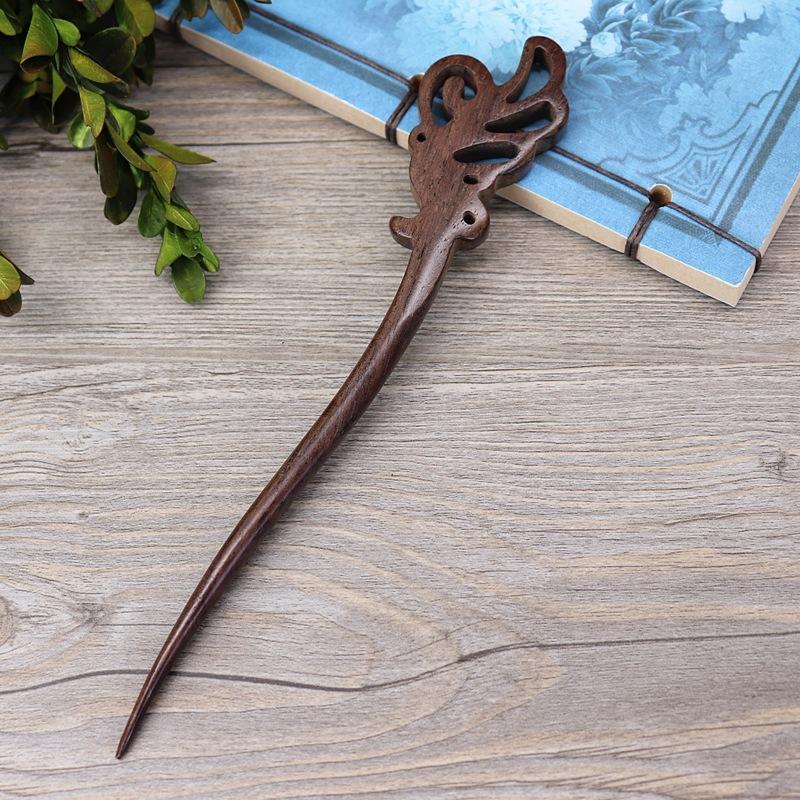 

Класична ебенова шпилька, дерев яна шпилька, шпилька, старовинний костюм, старовинний Ханфу жіноча проста та універсальна зачіска з пучком волосся