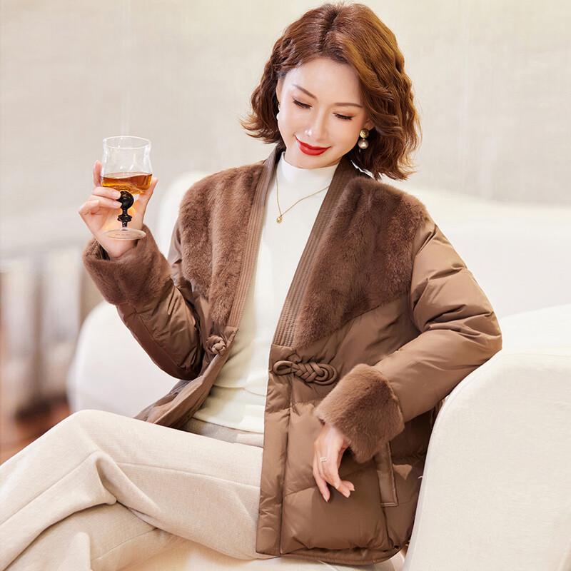 Women's Chinese Style Plush Splice Down Jacket