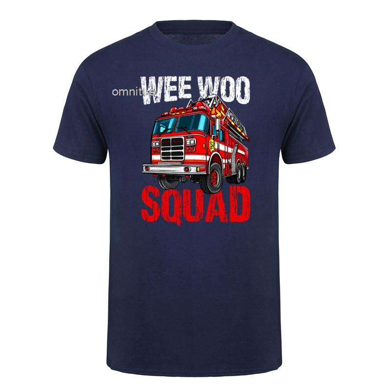 Wee Woo Squad Firefighter Fire Truck FireUnisex Classic TShirt Cotton Birthday Gifts Unisexs Casual Loose Oversized T Shirt HJ037