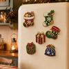 Christmas Tree Magnets 6Pcs DIY Faux Pearl Painting Fridge Magnet, Santa Snowman Stocking Winter Refrigerator Gingerbread Snowflake Handmade