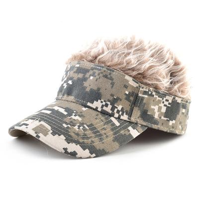 Fashion Baseball Cap With Fake Hair Summer Men's Outdoor Camouflage Visor Hat Women Adjustable Sunshade Snapback Wig Top Caps
