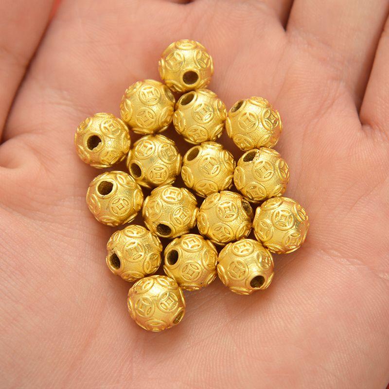 

Gold Accessories DIY Ornament Accessories Copper Coin Bracelet Spacer Beads Ancient Gold Hand String Loose Beads Carrying Strap Beads Accessories 10mm
