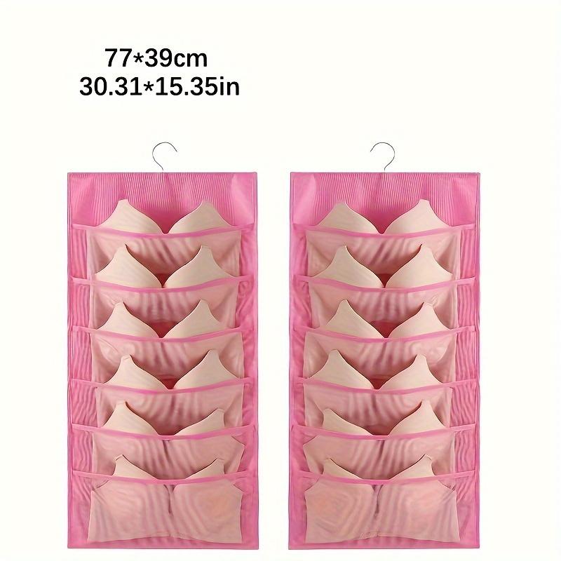 

Двусторонняя сумка для хранения нижнего белья, Многофункциональный органайзер для бюстгальтеров и нижнего белья, Подвесной карман для бюстгальтеров и носков 16-20 Cells розовый