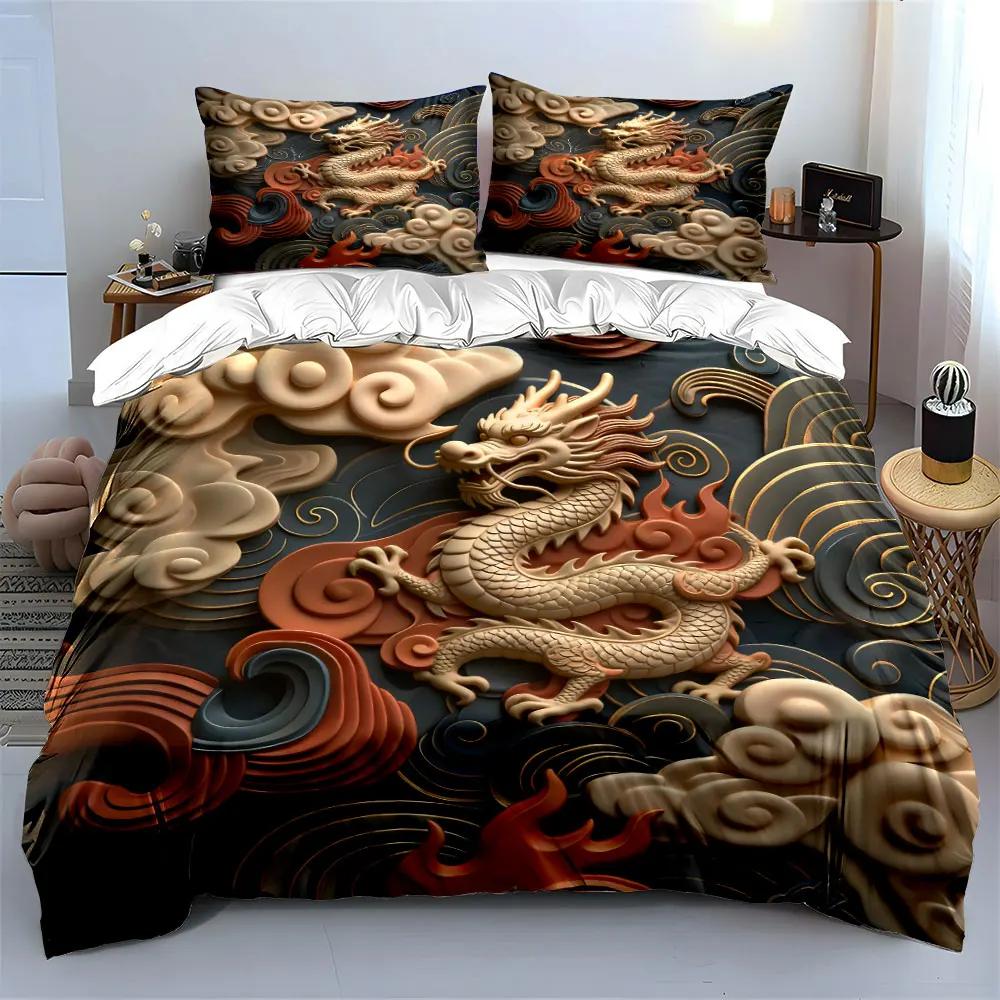 Dragon Art Decorative Set Soft Comfortable Duvet Cover Bedding Set Included 1*Duvet Cover & 2*Pillowcases Gift