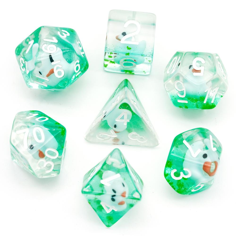 Cusdie Cute Animals DnD Dice Resin D4 D6 D8 D10 D% D12 D20 Polyhedral Dice Set for D&D Pathfinder Role Playing Table Board Games