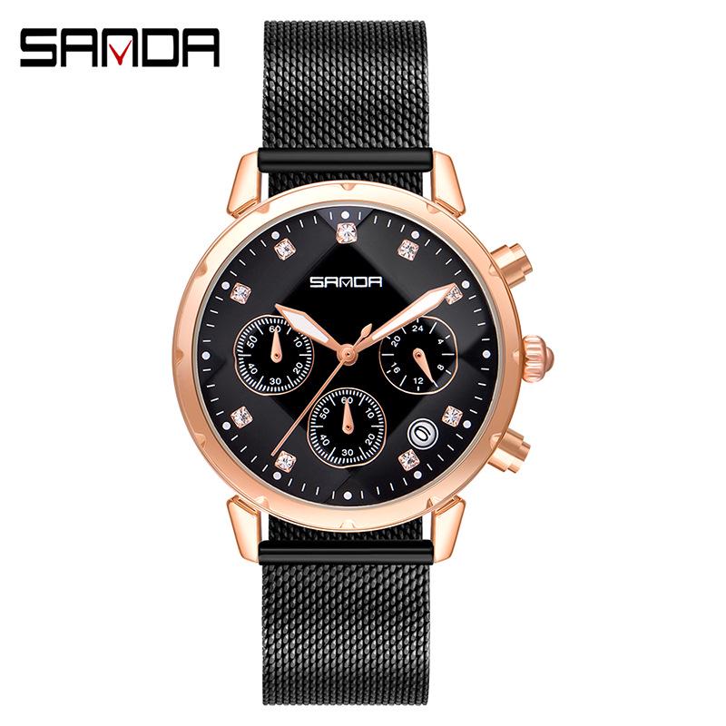 Sanda Men's Fashion Quartz Watch with Date, Three Hands, and Nail Scale