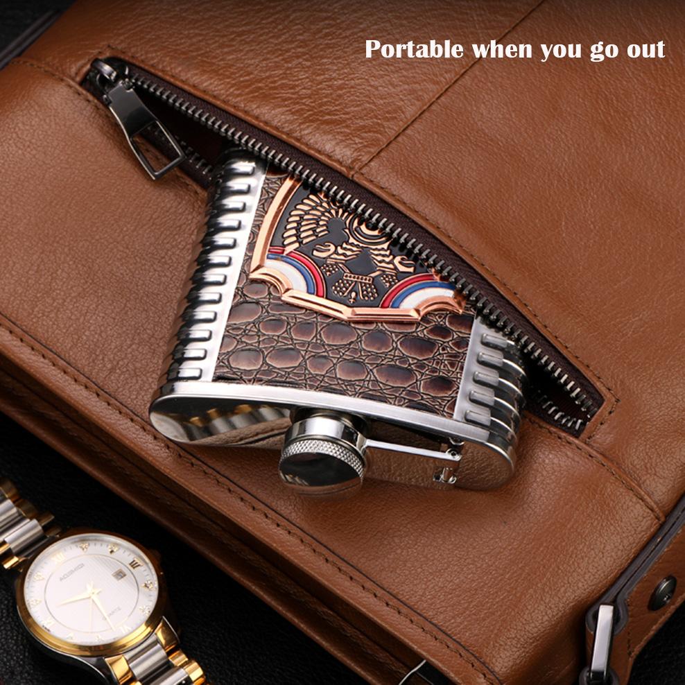 8oz, 304 Stainless steel Hip Flask for liquor, Russian alcohol bottlet with funnel, Mini flat flagon, Portable wine set