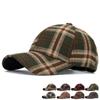 Vintage British Plaid Baseball Cap for Unisex Autumn Winter Outdoor Warm Cap