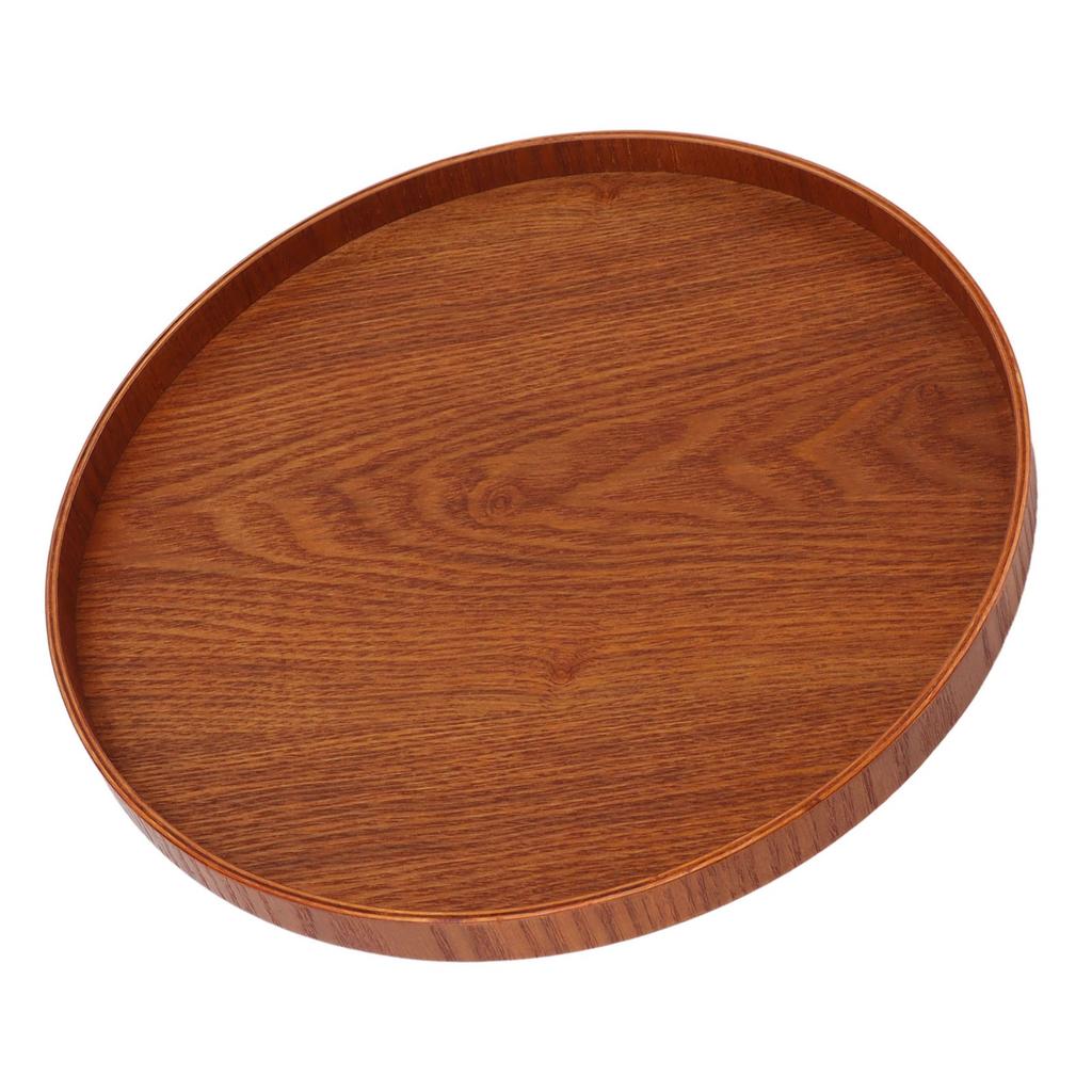 Wood Serving Tray 11.8in Sturdy Wood Simple Elegant Round Multifunction Wooden Tea Tray for Cafe Office Dining Table
