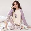 Women's pajamas spring and autumn long-sleeved trousers pure cotton two-piece suit, girls can wear cotton loungewear in autumn and winter