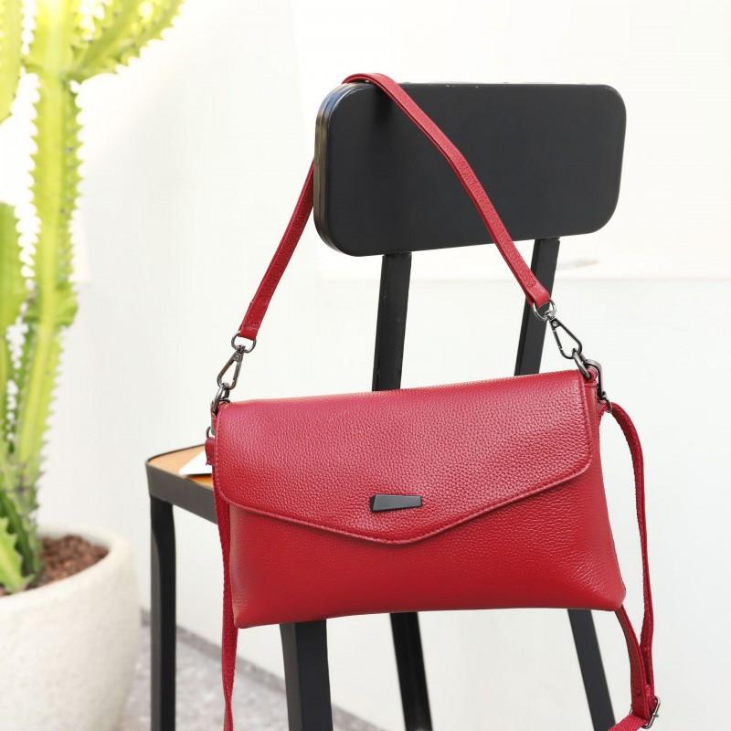 

Direct Sales Cross-section Fashionable Envelope Bag Genuine Leather Women s One-shoulder Handbag Soft Cowhide All-matching Small вино красного