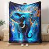 For Ethereal Elephant Fantasy-Themed Flannel Blanket, Glam Style, Digital Print, All-Season Comfort, Tear-Resistant, Knitted Craftsmanship,