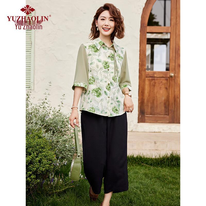 Yuzhaolin Chinese Style Chiffon Shirt & Shorts Set