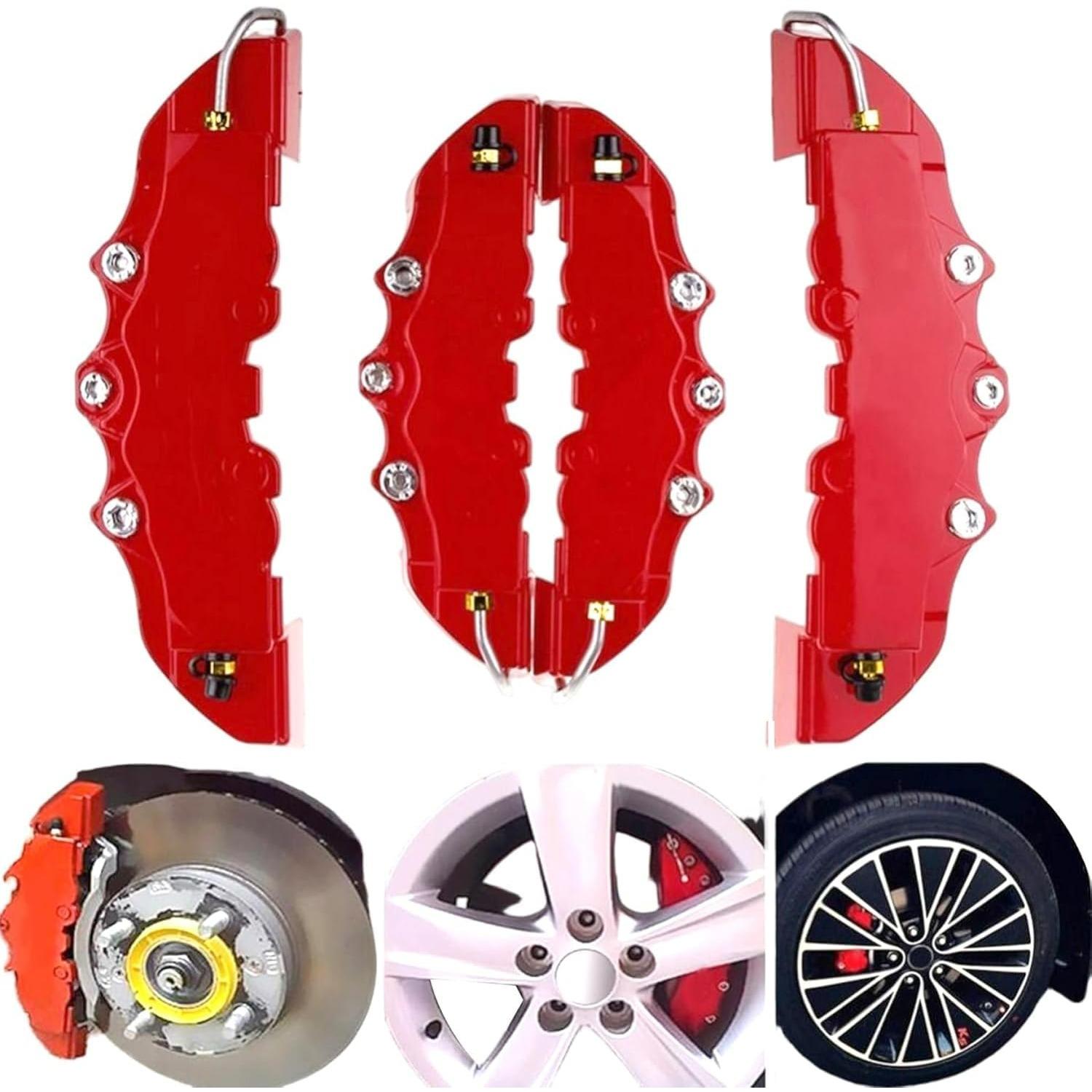 Caliper Cover, 2 Pairs Brake Caliper Covers, Red Style Front & Rear Covers, High Precision Car Disc Brake Protector for Wheel Hub красный