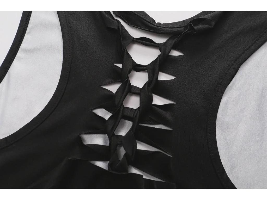 Women's Alien Skull Digital Print Backless Vest