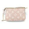 Louis Vuitton Pochette Accessoires Classic Monogram Embossed Chain Shoulder Clutch Mini Women's Beige/Pink