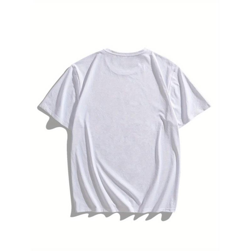 European Size 1pc Big & Tall Men'S Casual Crew Neck T-Shirt with Carpenter Tools Heartbeat Graphic, Cotton Knit Fabric with Slight Stretch