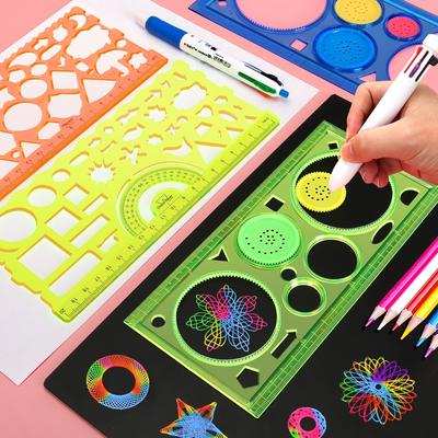 Geometria Spirograph Disegno Stencil Set Pittura Modello Arte Artigianato Creativo Bambini Giocattolo Educativo Varietà di Fiori Righello