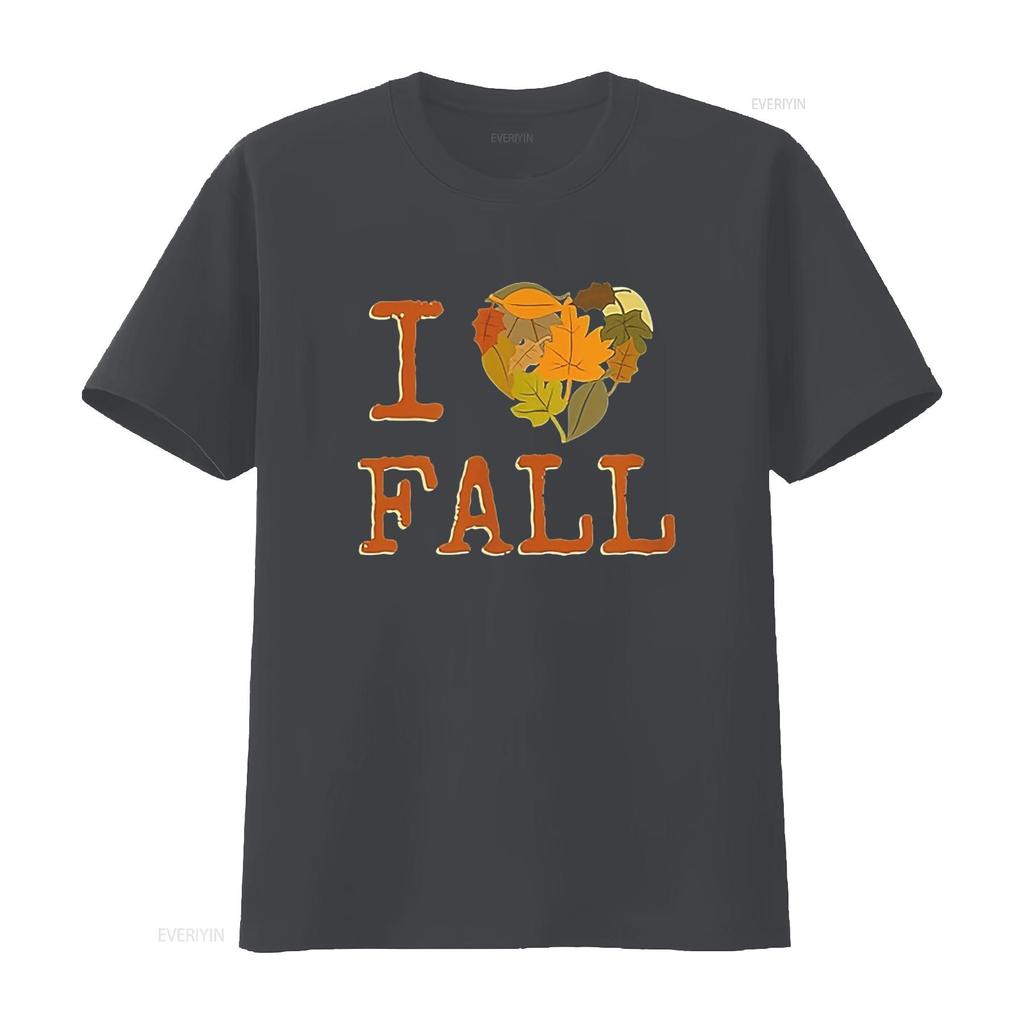 Mens I LOVE FALL for Lovers of Autumn and Falling Leaves T Shirt Black 2XL Vintage Washed Comfortable Slightly