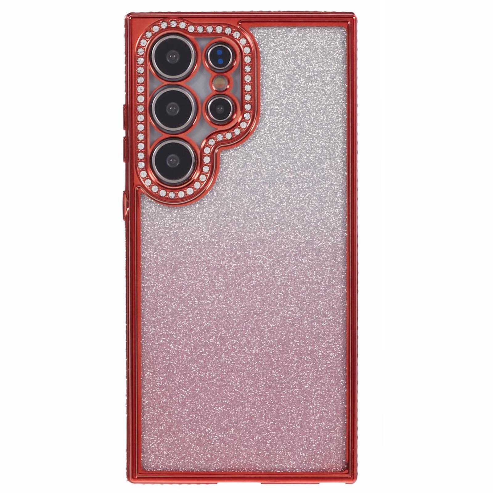 

For Samsung Galaxy S24 Ultra Case Rhinestones Gradient Soft TPU Phone Cover Red