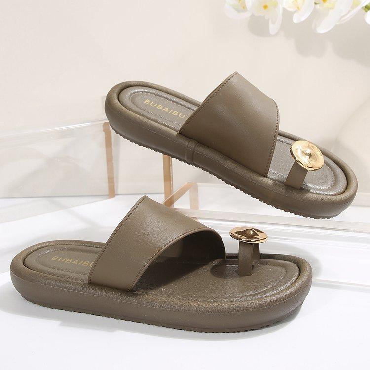 

Элегантные сандалии на плоской подошве с металлическим носком для женщин, лето 2025, пляжная и повседневная одежда 38 коричневый