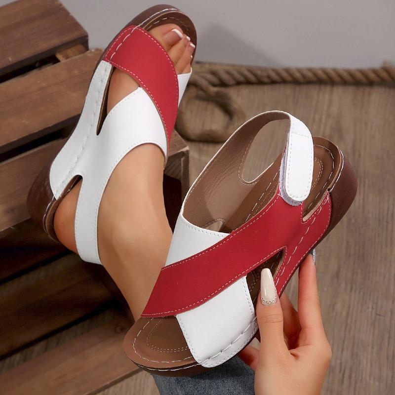 Mix Color Women Wedge Sandals Summer 2025 Comfortable Non Slip Beach Shoes Woman Leather Platform Roman Sandals Zapatos De Mujer