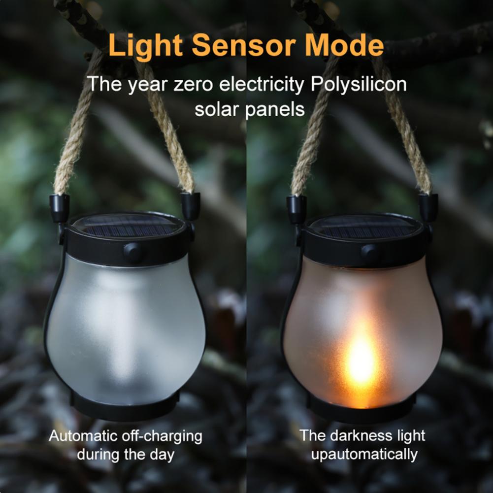 Dual Charging Solar Light Solar Flame Light Outdoor Waterproof Solar Lantern with Flickering Flame Effect Dual for Hanging