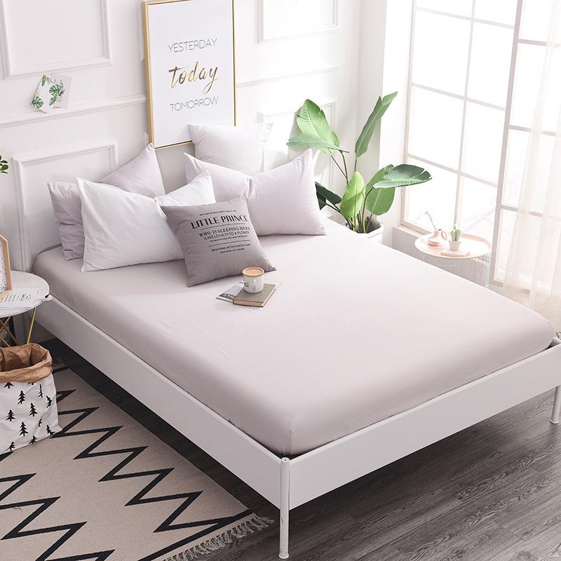 Fitted Sheets, Cotton Fitted Sheets, Bedspreads, Solid Color 13372 Pure Cotton Single Fitted Sheets, 120*200+25, Fitted Sheet Height