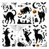 Indoor Seasonal Glass Art 6 Sheets/Set Black Cat Window Stickers, Adhesive Free Static Clings, No Residue Holiday Decorations Halloween Bat