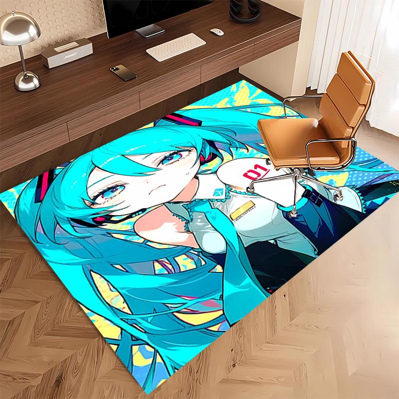 1pc Hatsune Miku Print Area Rug - Soft, Washable Non-Slip Indoor Mat, Living Room, Home Office Decorative Rug,Office Decorative