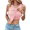 Women's Crew Neck Tank Top Slim Fit Street Style Ribbed Knit Built In Bra Adjustable Strap Solid Color Summer Layering Sleeveless Vest