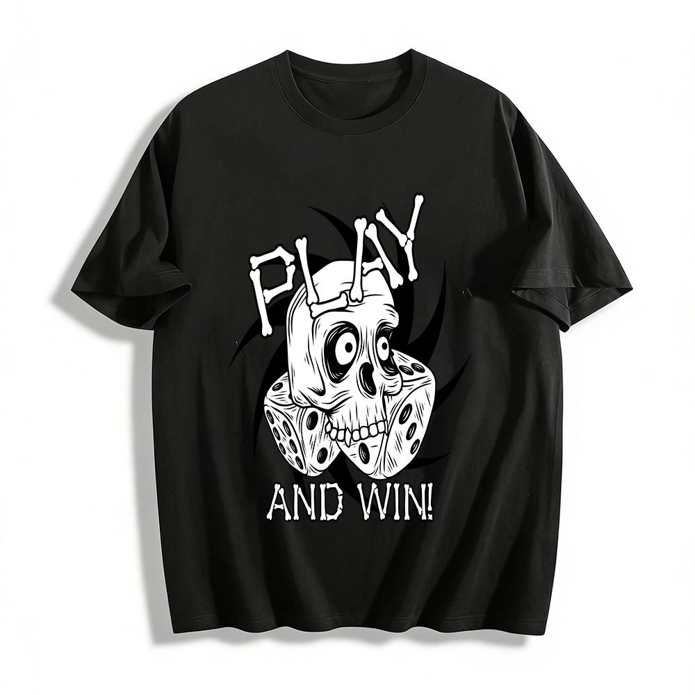 

Skull Dice Play And Win Themed Graphic Casual Tee Pure cotton T-shirt XXS