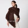 Hand-crocheted triangular fringed shawl retro style hollow design versatile fashion warm street women